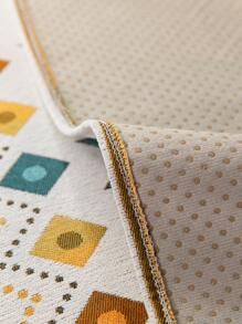 1pc Vintage Non-slip Sofa Towel, Geometric Pattern Sofa Pad For All Season - Beige - View 8