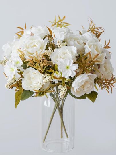 1 件/3 件浪漫玫瑰和牡丹花束人造花手持插花适用于婚礼/家居/卧室/客厅/餐桌装饰/新娘花束、情人节、礼物