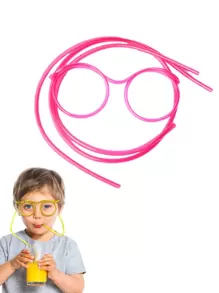 1入組PVC草編,創意眼鏡設計柔軟吸管適用於條形,派對 - 紅色 - 查看 1