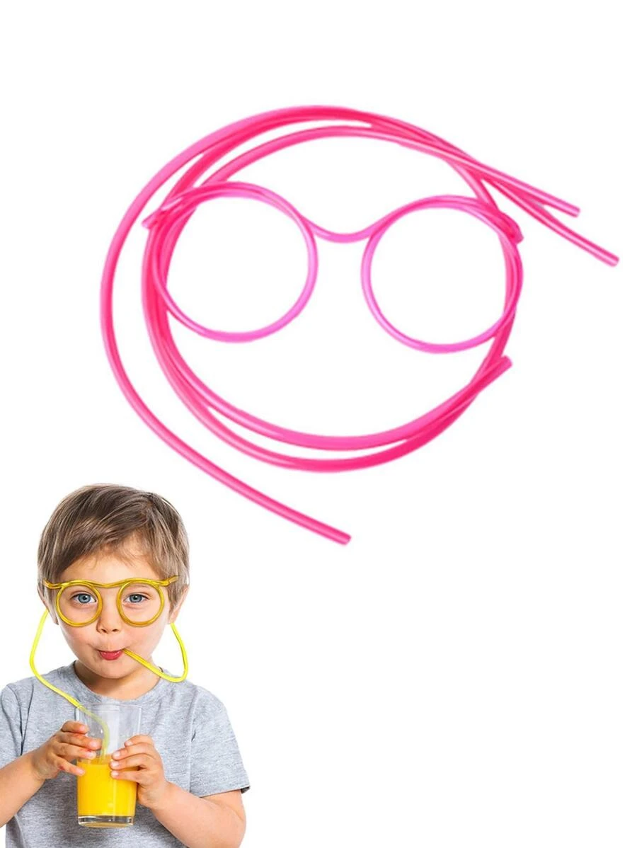 1入組PVC草編,創意眼鏡設計柔軟吸管適用於條形,派對 - 紅色 - 查看 1