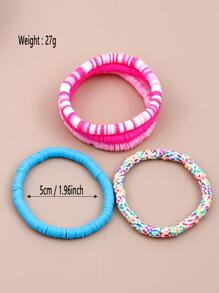 5pcs Girls Color Block Cute Beaded Bracelet For Daily Decoration - Multicolor - View 6