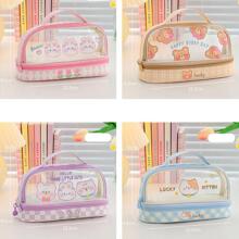 1入組PVC筆袋,可愛卡通兔子圖案筆袋 - 粉色 - 查看 2