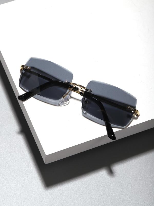 Men Rimless Square Lens Fashion Glasses Vintage Shades Accessories Beach Accessories Glasses Shades For Summer Beach Vacation,Outdoor,Travel