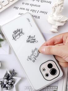 1pc Text Stickers Leaflet Transparent English Handwritten Famous Quotes Scrapbook Hand Account Flower Font Stickers