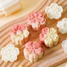 4pcs/set Mooncake Mould Press Pattern Cake Decoration Plastic Mould, Sakura Mooncake Mould, Mung Bean Cake Dessert Supplement, Chinese Snack, Dim Sum, Ice Skin, Hand-pressed, Home Baking - White - View 3