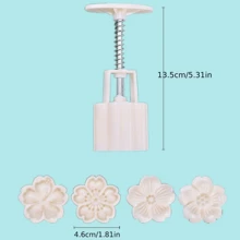 4pcs/set Mooncake Mould Press Pattern Cake Decoration Plastic Mould, Sakura Mooncake Mould, Mung Bean Cake Dessert Supplement, Chinese Snack, Dim Sum, Ice Skin, Hand-pressed, Home Baking - White - View 7