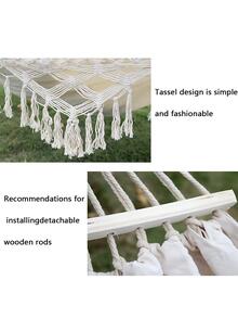 1入組便攜流蘇裝飾淺褐色的滌綸野營吊床 - 米色 - 查看 3