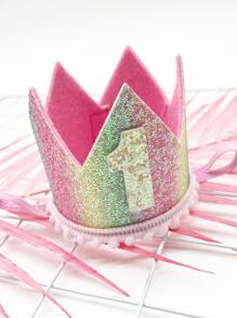1pc Glitter Number Decor Party Hat - Multicolor - View 3
