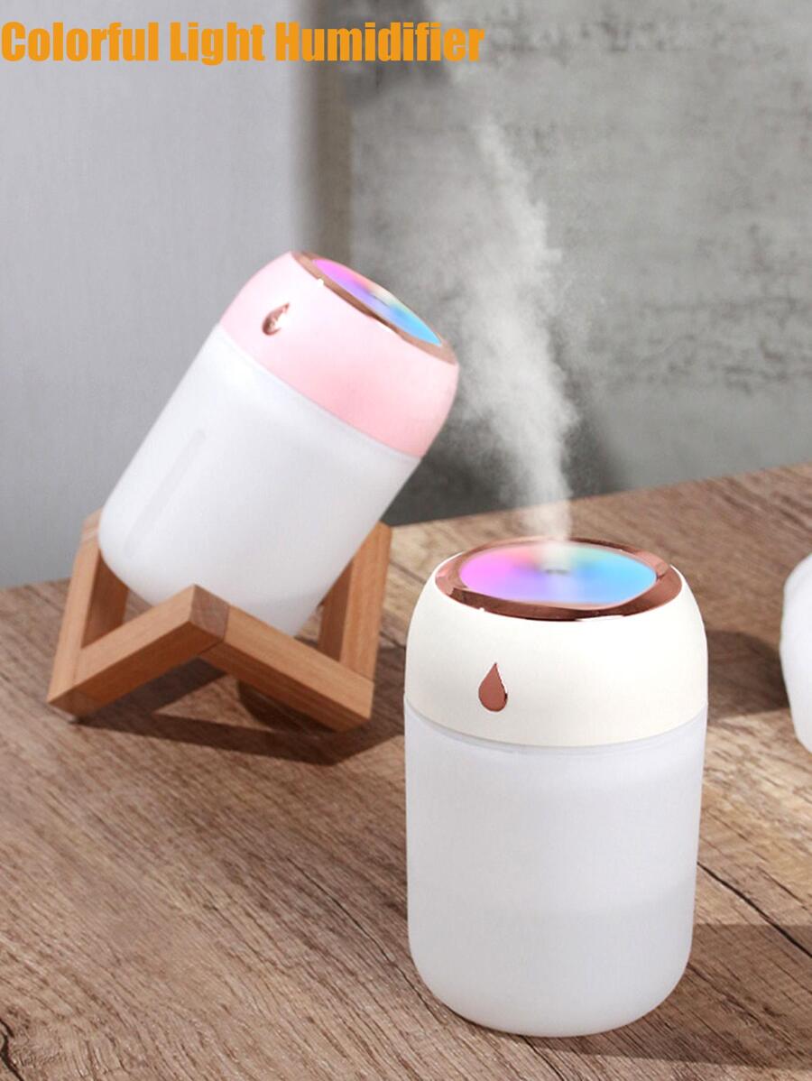1入組塑膠彩色LED環境光加濕器,現代多功能台式霧化補水器