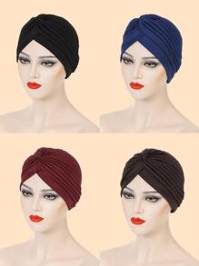 4 piezas Gorros de cabello de unicolor simple, gorro bonnet de turbante para cabello - Multicolor - Ver 1