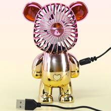 Carry The Gradual Change Bear Electric Fan Mini Cute Portable USB Charging Silent Handheld Small Fan Three High Wind - Blue - View 5