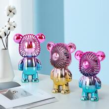 Carry The Gradual Change Bear Electric Fan Mini Cute Portable USB Charging Silent Handheld Small Fan Three High Wind - Blue - View 6