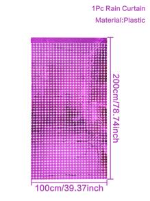 1件100*200厘米玫瑰红小方塑料雨帘背景幕布，适用于生日派对、婚礼、节日派对、万圣节、圣诞节、2025新年家庭派对房间墙面装饰、装饰用品，附赠装饰丝带。 - 玫紅色 - 查看 3