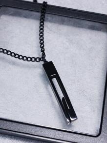 1入組男士極簡工業風格鋼支柱吊墜項鍊,黑色,適用於首飾類禮品和派對 - 黑色 - 查看 12