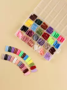 288pcs Medium Square Solid Fake Nails In 24 Colors For Nail Art DIY Appropriate For Everyday Wear Press On Nails Nail Supplies - Multicolor - View 1