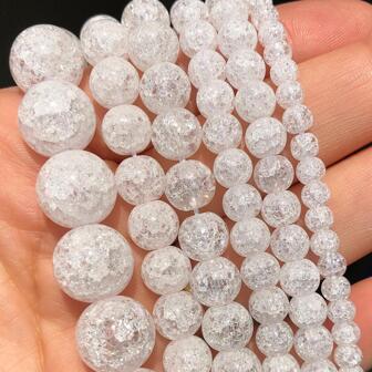 1strand Natural Stone Cracked Crystal Loose Spacer Beads for Jewelry Making DIY Bracelets Necklace Accessories for Women