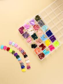 Short Rounded Glossy Nails 24 Color 288pcs For Women And Girls Assorted Color Everyday Wear DIY Nails - Multicolor - View 1
