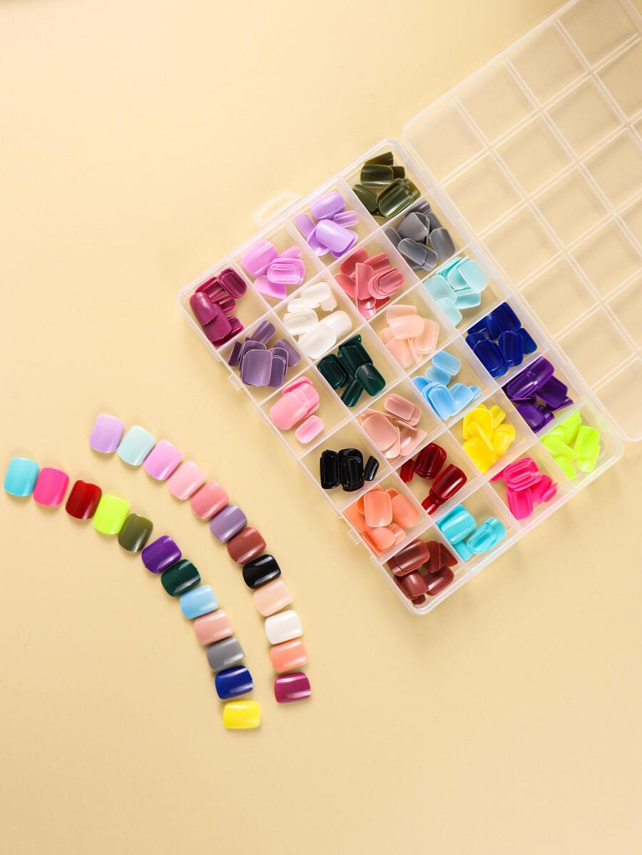 Short Rounded Glossy Nails 24 Color 288pcs For Women And Girls Assorted Color Everyday Wear DIY Nails - Multicolor - View 1