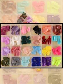 Short Rounded Glossy Nails 24 Color 288pcs For Women And Girls Assorted Color Everyday Wear DIY Nails - Multicolor - View 2