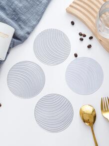 4 miếng lót ly Pvc hình tròn rỗng đơn giản, có thể giặt được, dễ lau chùi, có thể lau được, chống trơn trượt, chịu nhiệt, dùng cho trang trí ngày lễ, đám cưới, tiệc và lễ hội. - Bạc - Xem 3