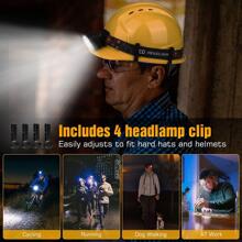 可充電頭燈,運動感測器LED頭燈1000流明超亮頭燈,防水手電筒帶白色和紅色燈,14模式頭燈手電筒適用於野營自行車跑步 - 黑色 - 查看 10