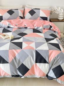 3pcs Modern Geometric Pattern Bedding Set, Includes 1 Comforter Cover And 2 Pillowcases