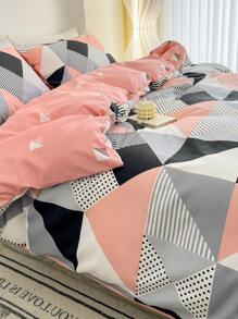 3pcs Modern Geometric Pattern Bedding Set, Includes 1 Comforter Cover And 2 Pillowcases