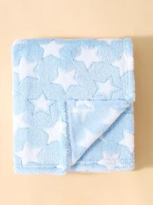 momscare 1 Pc Star Patterned Plush Swaddle Blanket, Soft Baby Bath Towel, Baby Stroller Cover Blanket, Suitable For Sweet And Warm Gifts For Every Boy And Girl, Suitable For Family And Travel Use Love Valentine - Blue - View 1
