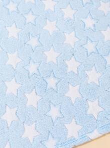 momscare 1 Pc Star Patterned Plush Swaddle Blanket, Soft Baby Bath Towel, Baby Stroller Cover Blanket, Suitable For Sweet And Warm Gifts For Every Boy And Girl, Suitable For Family And Travel Use Love Valentine - Blue - View 3