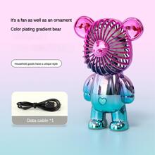 Carry The Gradual Change Bear Electric Fan Mini Cute Portable USB Charging Silent Handheld Small Fan Three High Wind - Blue - View 9