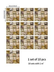 Set de 10 piezas de papel tapiz autoadhesivo de mosaico para paredes, pegatinas de renovación de paneles de pared, papel tapiz, artículos de decoración de primavera para refrescar su hogar, pegatinas de decoración de ramas - Multicolor - Ver 3