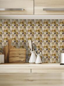 Set de 10 piezas de papel tapiz autoadhesivo de mosaico para paredes, pegatinas de renovación de paneles de pared, papel tapiz, artículos de decoración de primavera para refrescar su hogar, pegatinas de decoración de ramas - Multicolor - Ver 6