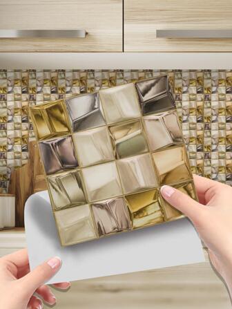 10pcs/Set Mosaic Tile Self-Adhesive Wallpaper For Walls,Renovation Stickers Peel Wall Panels,Wall Paper, Wallpapers,Spring Decoration Items Refresh Your Home,Rama Decoration Stickers