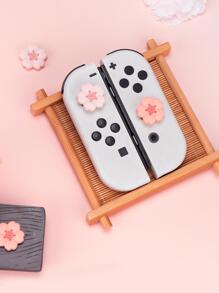 GeekShare 4pcs/Set Cherry Blossom Shaped Silicone Joycon Thumb Stick Grips Protective Cover Compatible With Switch/OLED/Switch Lite - Pink - View 4
