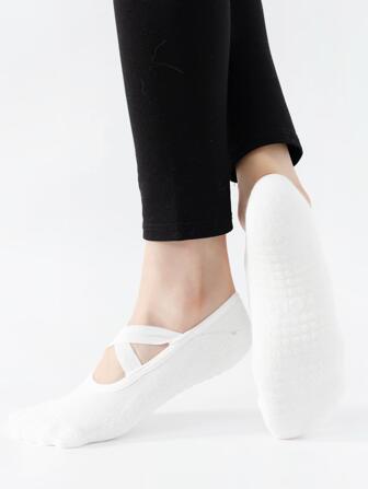 Sports Outdoor 1pair Criss Cross Anti-Slip Yoga Athletic Socks