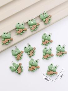 12pcs Guitar Playing Cartoon Frog Shaped Pendant For Necklace, Earrings, Keychain, Etc - Multicolor - View 3