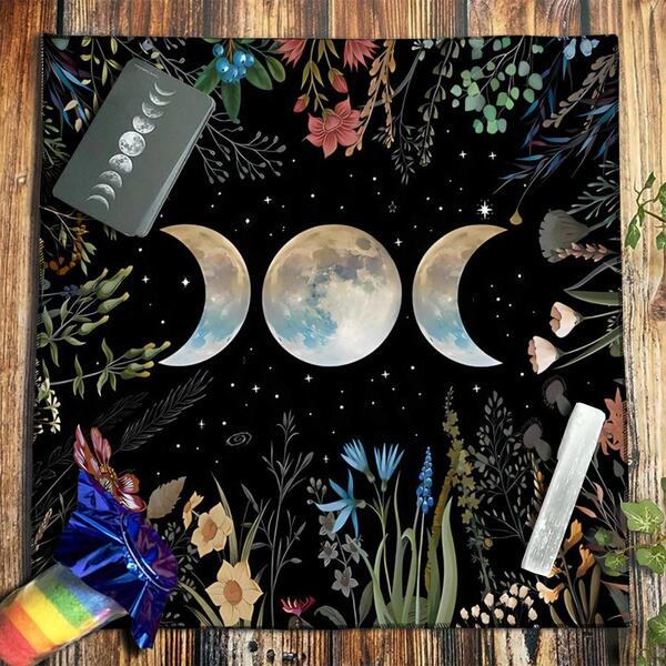 Moon & Flower Print Tablecloth