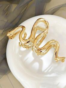 1 pieza Pinza de pelo con forma de serpiente de metal para mujer, accesorio de moda para el cabello adecuado para uso diario, regalo - Dorado - Ver 2