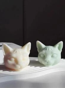 1pc Three-eyed Leopard Shaped Silicone Mold For Aromatherapy Candle Making - White - View 2