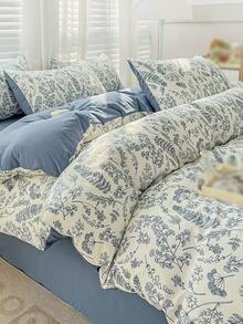 1入組時尚植物圖案舒服的柔軟的&透氣被套,家庭床上用品適用於宿舍房間&臥室 - 彩色 - 查看 1