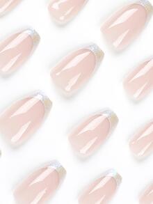 24入組極簡法式美甲,含1支美甲文件,1支果凍膠,適用於指甲美容 - 彩色 - 查看 3