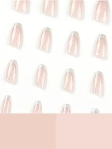 24入組極簡法式美甲,含1支美甲文件,1支果凍膠,適用於指甲美容 - 彩色 - 查看 4