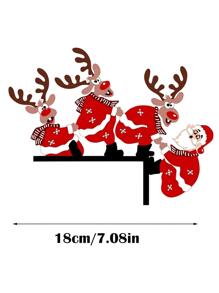1pc Christmas Elk & Santa Claus Design Wall Hanging,Home Decor ,Room Decor,Wall Decor - Red and White - View 7