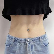 1套12入組女士彩色時尚不銹鋼肚臍環 - 粉白藍 - 查看 5