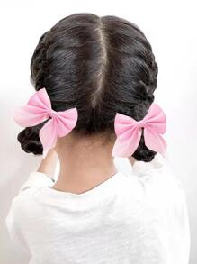 12/2 peças grampos de cabelo de organza de cor sólida simples para crianças, moda