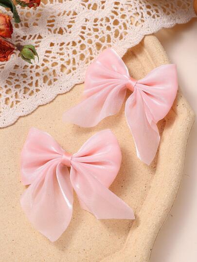 12/2pcs Children Elegant Chiffon Bow Hair Clips