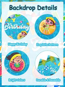 kreatwow 1pc Swimming Pool Birthday Party Decorations For Kids, Summer Beach Party Supplies - Multicolor - View 3