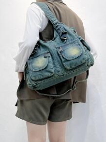 Bolso azul de mezclilla retro lavado 59679