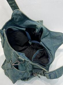 Bolso azul de mezclilla retro lavado 59679