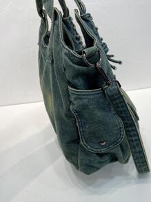 Bolso azul de mezclilla retro lavado 59679